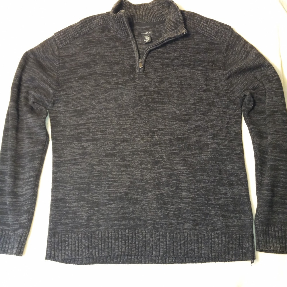 Structure Brand Mens XL grey Quarter Zip Up Pullover Long Sleeve Soft